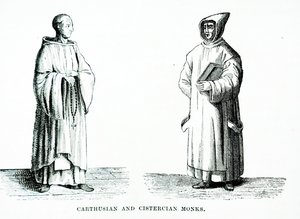 Bir Carthusian ve Cistercian Monk (gravür) by European School
