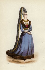 Agnes Sorel (renkli gravür) by European School