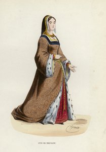Anne De Bretagne (renkli gravür) by European School