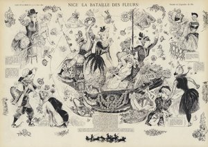 Yıllık Çiçekler Savaşı, Nice, Fransa (lito) by European School