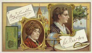 Benjamin Franklin ve Isaac Newton by European School