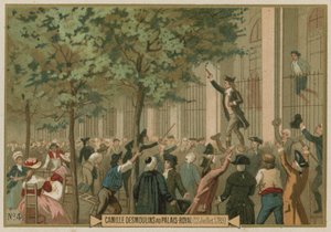 Camille Desmoulins, Palais Royal, Paris, Fransız Devrimi, 12 Temmuz 1789 dışında silahlanma çağrısını yayınladı by European School