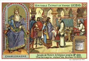 Frankların Kralı Charlemagne, bir okulu ziyaret ediyor, 800 by European School
