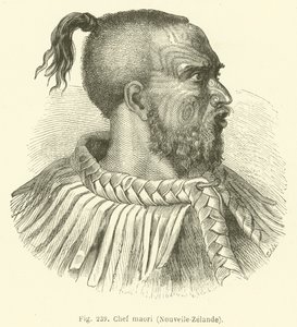 Maori şefi, Yeni Zelanda (gravür) by European School