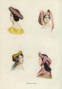 Kadın Saç Modelleri (renkli gravür) by European School