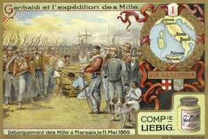 Bin kişinin karaya çıkarılması, Marsala, Sicilya, 11 Mayıs 1860 by European School