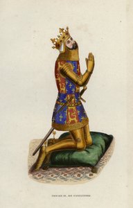 Edward III, İngiltere Kralı (renkli gravür) by European School