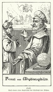 Faust ve Mephistopheles (gravür) by European School