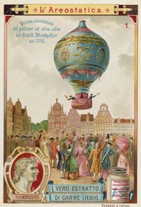 Montgolfier Brothers sıcak hava balonunun ilk serbest uçuşu, 1783 by European School