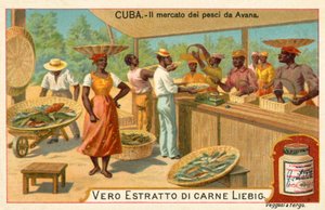 Havana, Küba balık pazarı (chromolitho) by European School