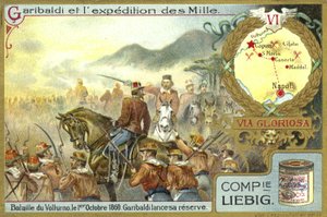 Garibaldi rezervlerini teslim etti, Volturnus Muharebesi, İtalya, 1 Ekim 1860 by European School