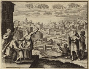 Kudüs üzerinde havada altın kaplı süvari (gravür) by European School