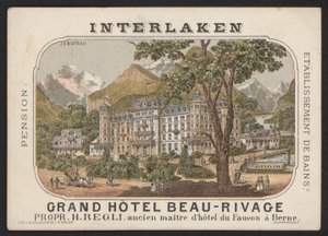 Grand Hotel Beau-Rivage, Interlaken (renkli gravür) by European School