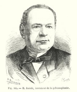 H Jacobi, elektro kaplamanın mucidi (gravür) by European School
