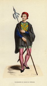 Hallebardier De Charles Le Temeraire (renkli gravür) by European School