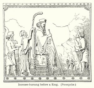 Bir kralın önünde tütsü yakma, Persepolis (gravür) by European School
