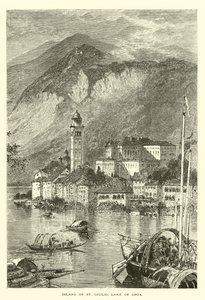 St Giulio Adası, Orta Gölü (gravür) by European School