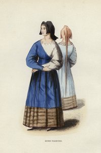İtalyan kızlar (renkli gravür) by European School