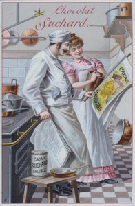 Mutfak sahnesi, Suchard kakao reklamı (chromolitho) by European School