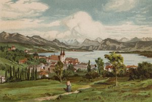 Lucerne Gölü: Lucerne (renkli litografi) by European School