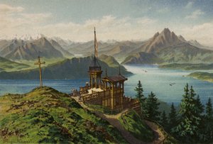 Lucerne Gölü: Rigi-Kanzeli (renkli taş baskı) by European School