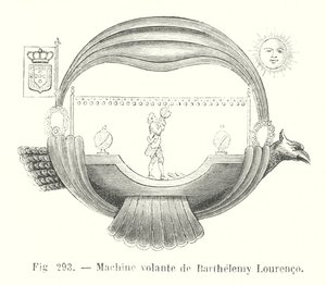 Machine volante de Barthelemy Lourenco (gravür) by European School