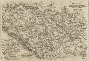 Hersek, Bosna, Sırbistan ve Karadağ Haritası (gravür) by European School
