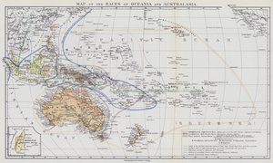 Okyanusya ve Avustralasya Irkları Haritası (renkli taş baskı) by European School