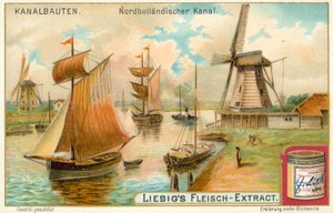 Noordhollandsch Kanaal, Hollanda (kromolitografi) by European School