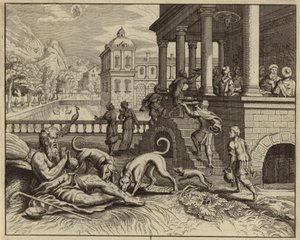 Zengin adam ve dilenci Lazarus benzetmesi (gravür) by European School