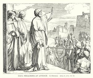 Paul Preaching at Antakya, Acts, ch xvii, ver 22 (gravür) by European School