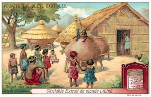 Bir kukla gösterisi izleyen Polinezyalı çocuklar (chromolitho) by European School