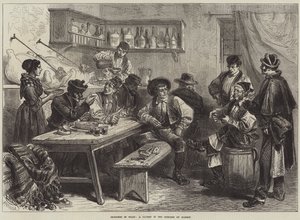 İspanya'da Eskizler, Madrid Banliyölerinde Bir Taverna (gravür) by European School