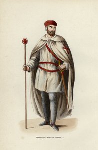 Templar In War Dress (renkli gravür) by European School
