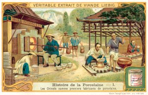 Çinliler, ilk porselen üreticileri (chromolitho) by European School