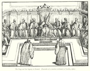 Konseyde Doge ve Signory (gravür) by European School
