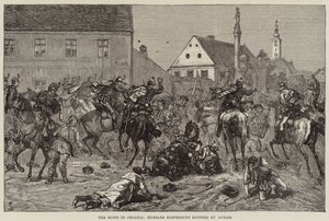 Hırvatistan'daki İsyanlar, Agram'da İsyancıları dağıtan Hussars (gravür) by European School