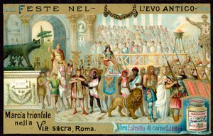 Via Sacra, Roma (chromolitho) boyunca zafer yürüyüşü by European School