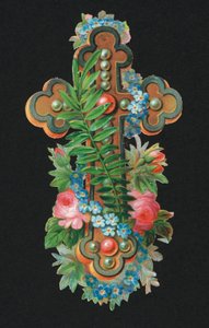 Viktorya dönemi artıkları: Kutsal haç (chromolitho) by European School