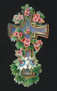 Viktorya dönemi artıkları: Kutsal haç (chromolitho) by European School