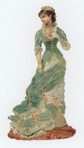 Victoria elbiseli kadın (chromolitho) by European School