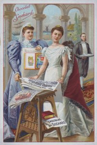 Gazetesi olan kadın, Suchard çikolata reklamı (chromolitho) by European School