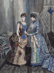 Kadın modası, 19. yüzyıl sonu (renkli gravür) by European School