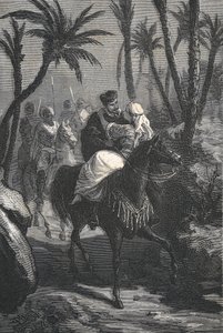 Cervantes bir vahada bir kadınla ata biniyor by Eusebio Planas