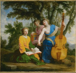 Melpomene, Erato ve Polyhymnia ... by Eustache (studio of) Le Sueur