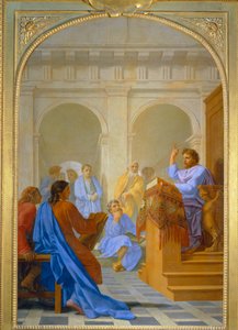 Saint Bruno enseigne la theologie dans les ecoles de Reims - Saint Bruno Rheims okullarında teoloji öğretiyor ... by Eustache (studio of) Le Sueur