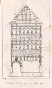 15. yüzyıldan kalma ahşap ev rue Malpalu n ° 90-92 by Eustache Hyacinthe Langlois