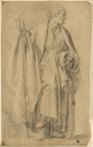 Ayakta Dökümlü Erkek Figürü, Holding Personeli by Eustache Le Sueur