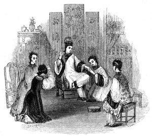 Bir gelinle ağlayan Çinli kızlar, 1847 by Evans