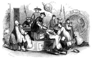 Kıtlık mevsiminde halka mısır dağıtmak, 1847 by Evans